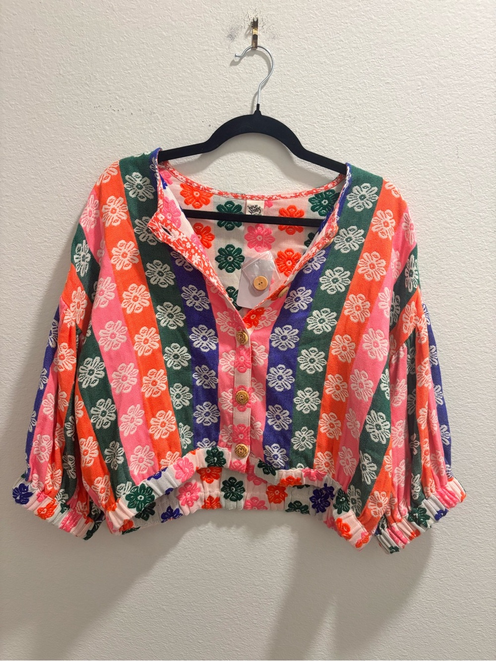 NWT Ivy Jane Cropped Floral Button-Front Women's Top - Multicolor, size S/M